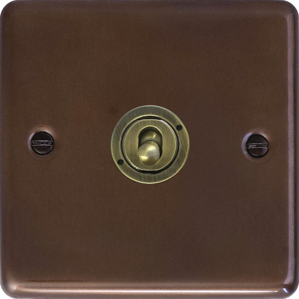 Contour Medium Bronze 1 Gang Toggle Switch (Antique Brass Toggle)