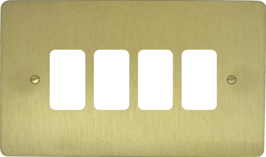Flat Satin Brass 4 Gang Grid Plate