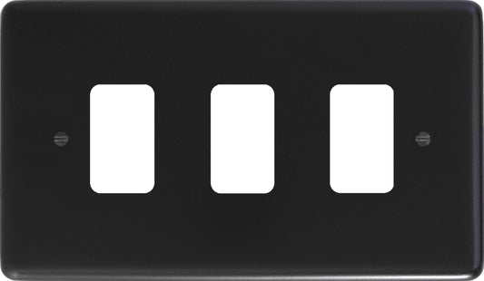 Contour Flat Black 3 Gang Grid Plate