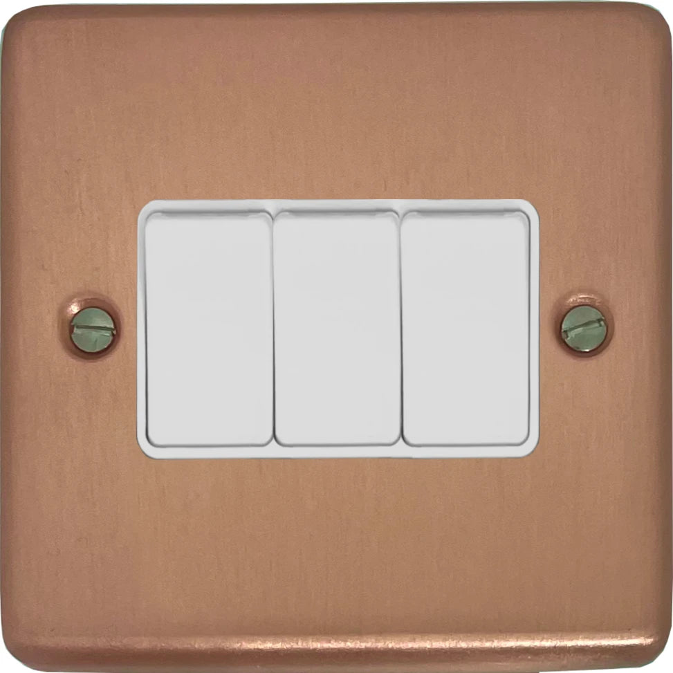 Contour Rose Gold 3 Gang 2 Way Switch