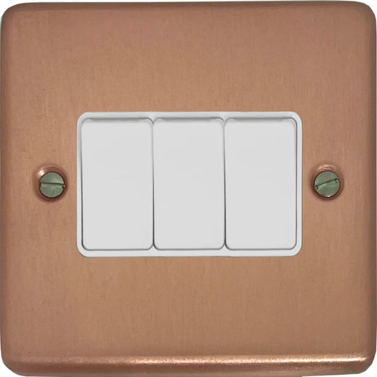 Contour Rose Gold 3 Gang 2 Way Switch