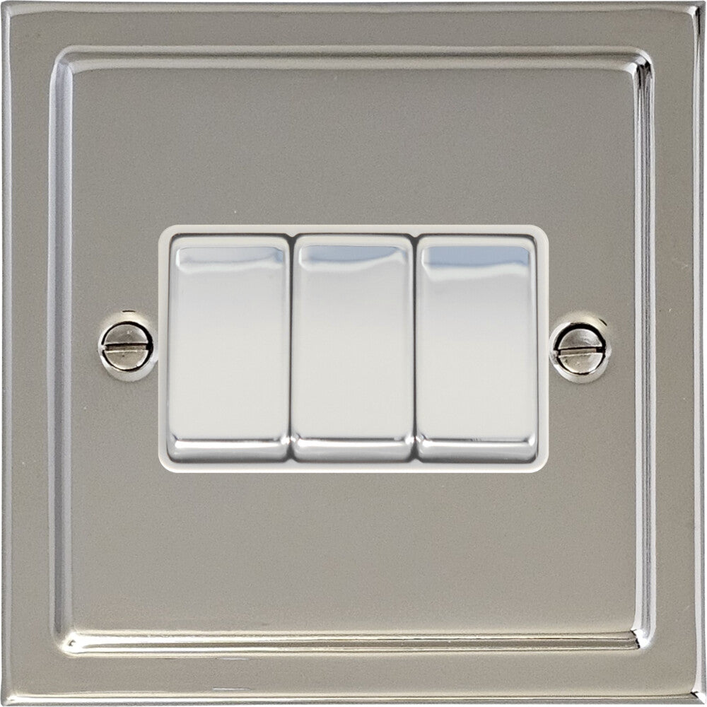 Victorian Polished Nickel 3 Gang 2 Way Switch