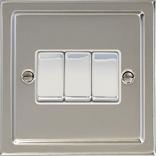 Victorian Polished Nickel 3 Gang 2 Way Switch