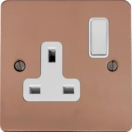 Flat Bright Copper 1 Gang Switched Socket
