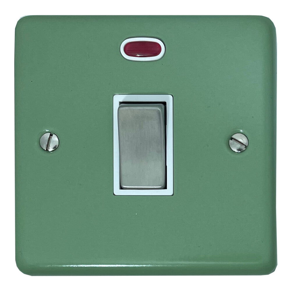 Classic Sage Green 20A DP Switch with Neon (Chrome Switch/White Insert)