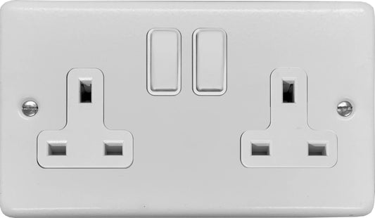 Contour Flat White 2 Gang Socket