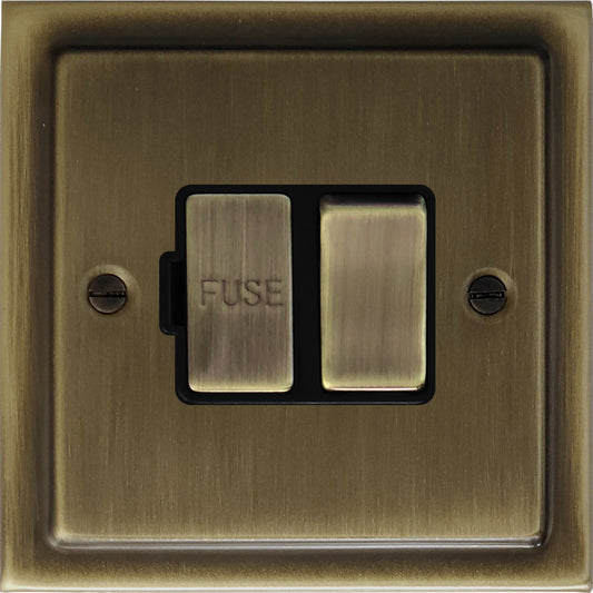 Victorian Antique Brass Switched Fused Spur (Brass Switch)