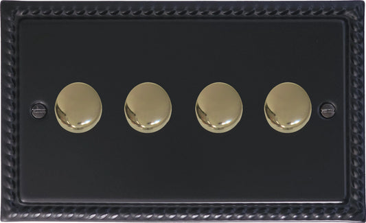 Georgian Flat Black 4 Gang LED Dimmer