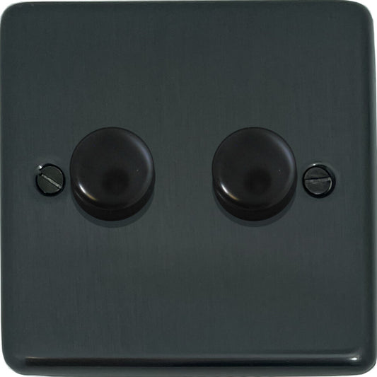 Contour Black Bronze 2 Gang LED Dimmer