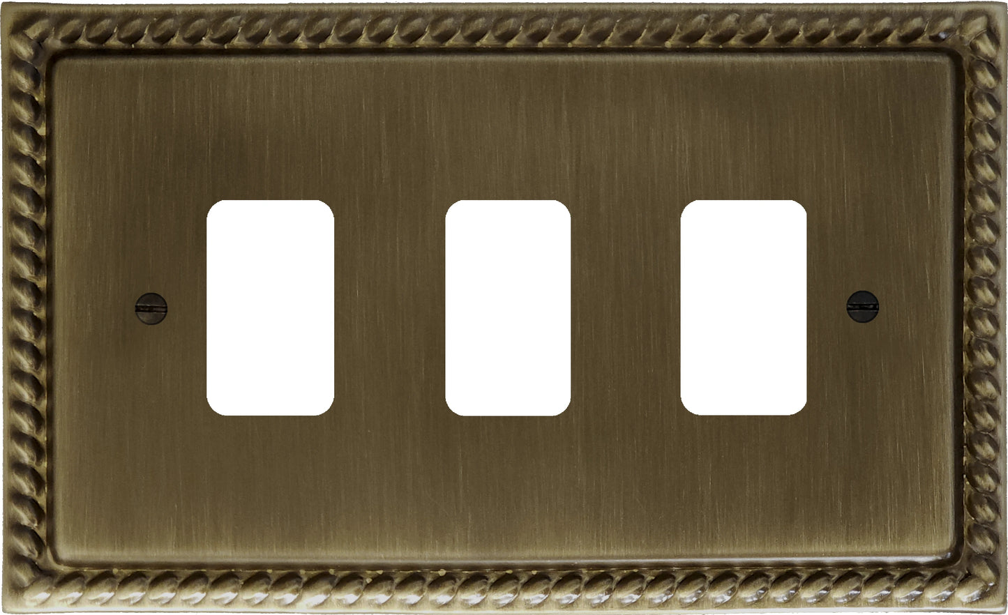 Georgian Antique Brass 3 Gang Grid Plate