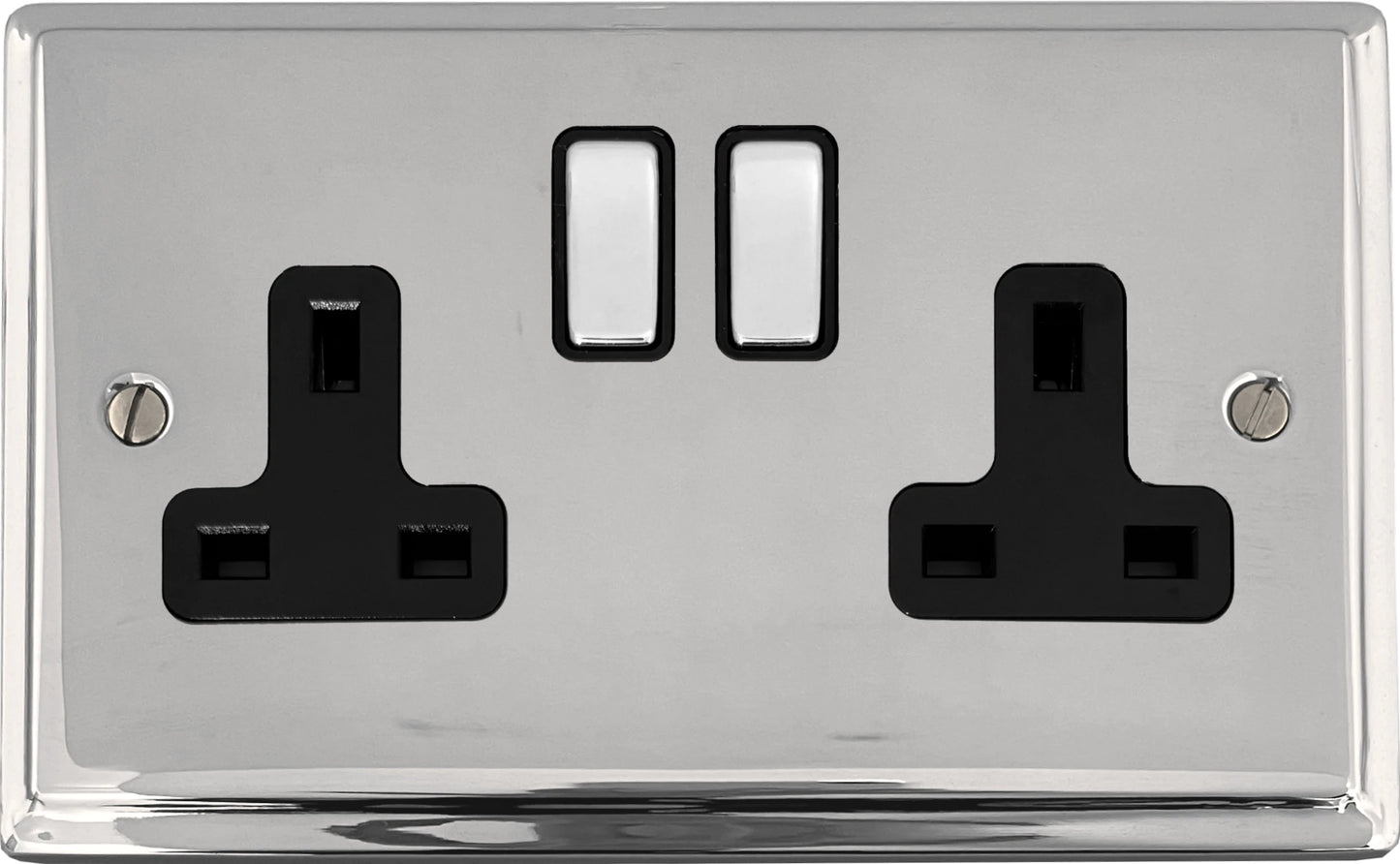 Deco  Polished Chrome  2 Gang Socket