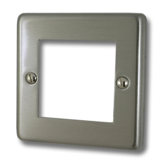 Contour Brushed Steel 1 Gang 2 Mod Plate & Frame
