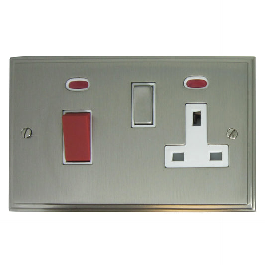 Victorian Satin Nickel Cooker Socket (White Insert)