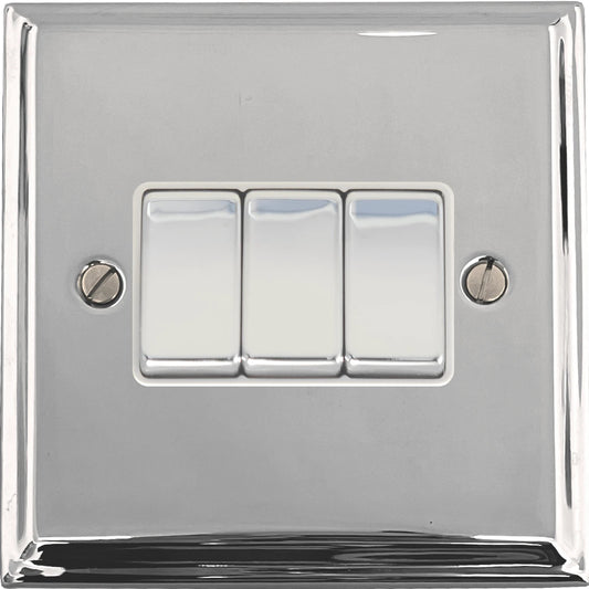 Deco Polished Chrome 3 Gang Switch