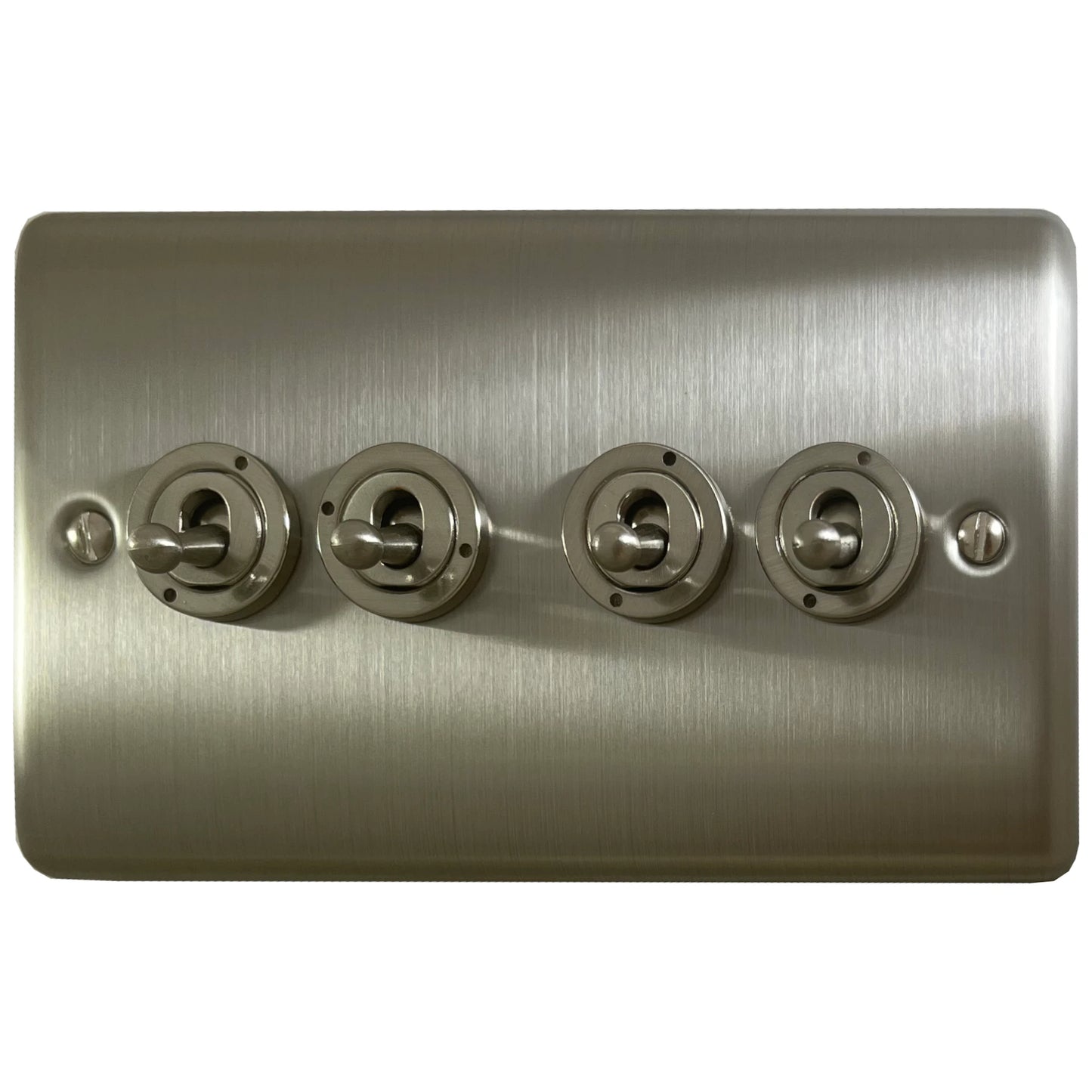 Basics Brushed Steel 4 Gang 2 Way Toggle