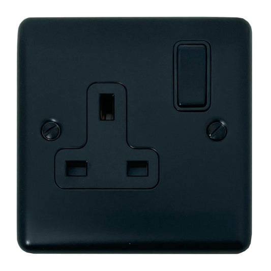 Basics Matt Black 1 Gang Socket