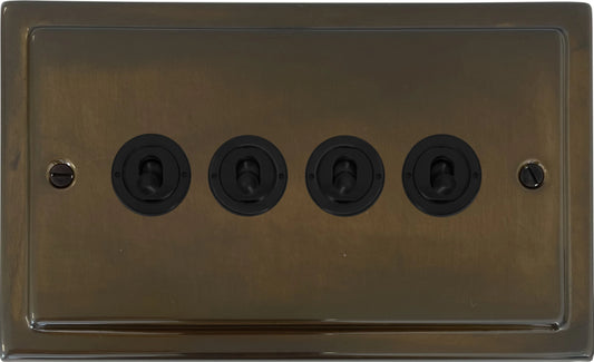 Victorian Medium Bronze 4 Gang Toggle (Flat Black Toggle)
