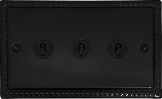 Monarch Flat Black 3 Gang Toggle Switch (Flat Black Toggle)