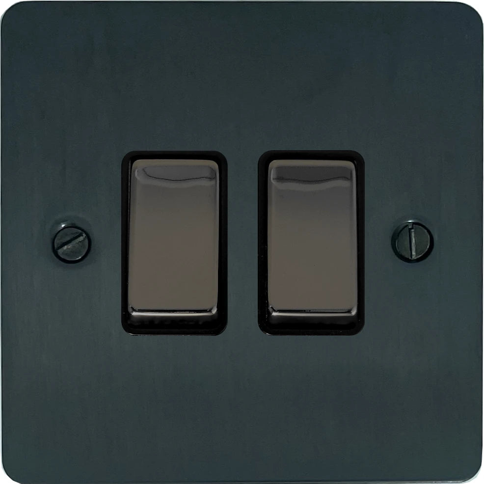 Flat Black Bronze 2 Gang Switch
