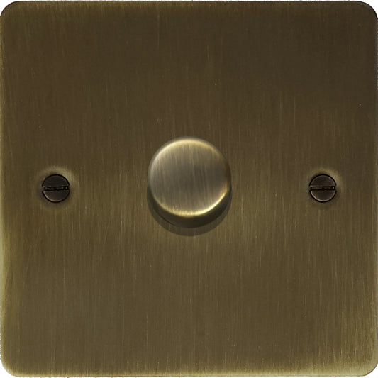 Flat Antique Brass 1 Gang LED Dimmer