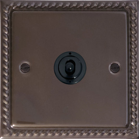 Georgian Medium Bronze 1 Gang Toggle (Flat Black Toggle)