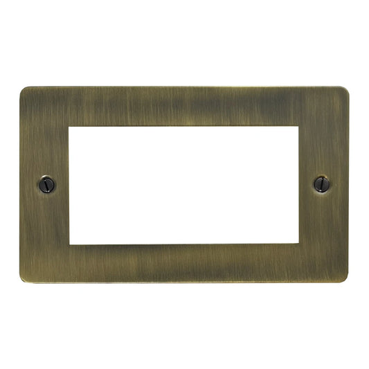 Flat Antique Brass 2 Gang 4 Module Plate
