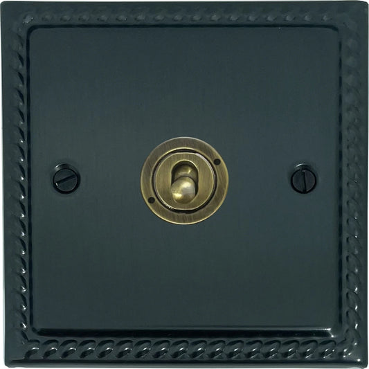 Georgian Black Bronze 1 Gang Toggle Switch (Antique Brass Toggle)