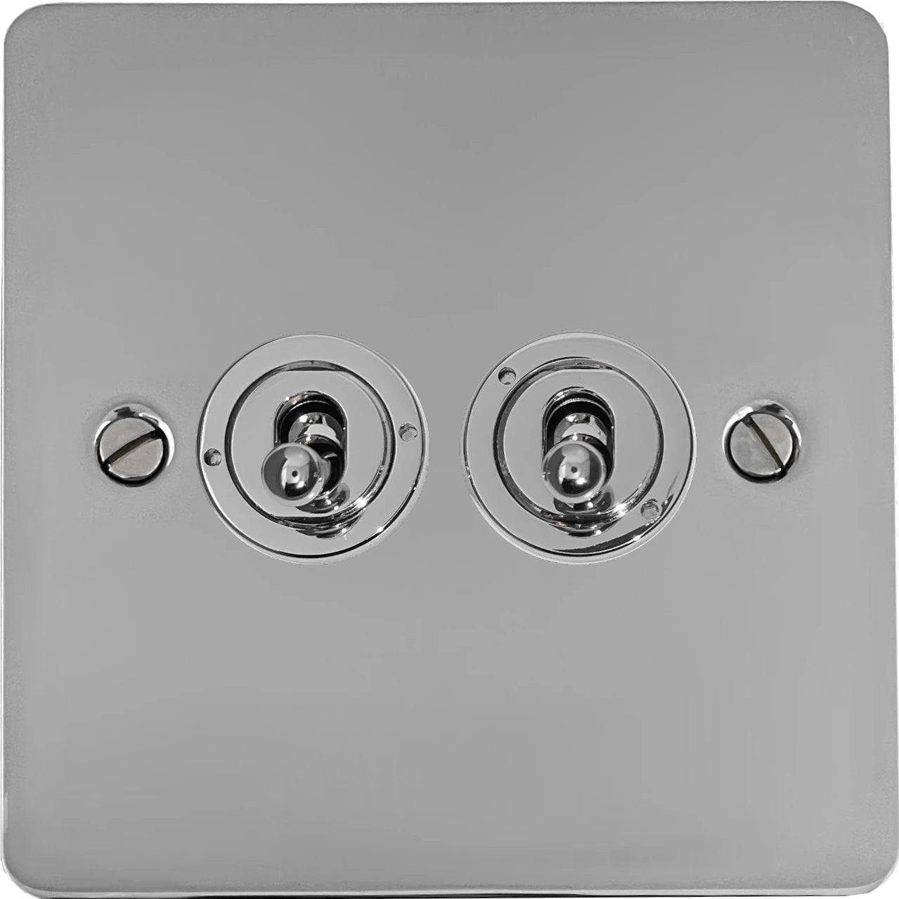 Flat Polished Chrome 2 Gang Toggle Switch