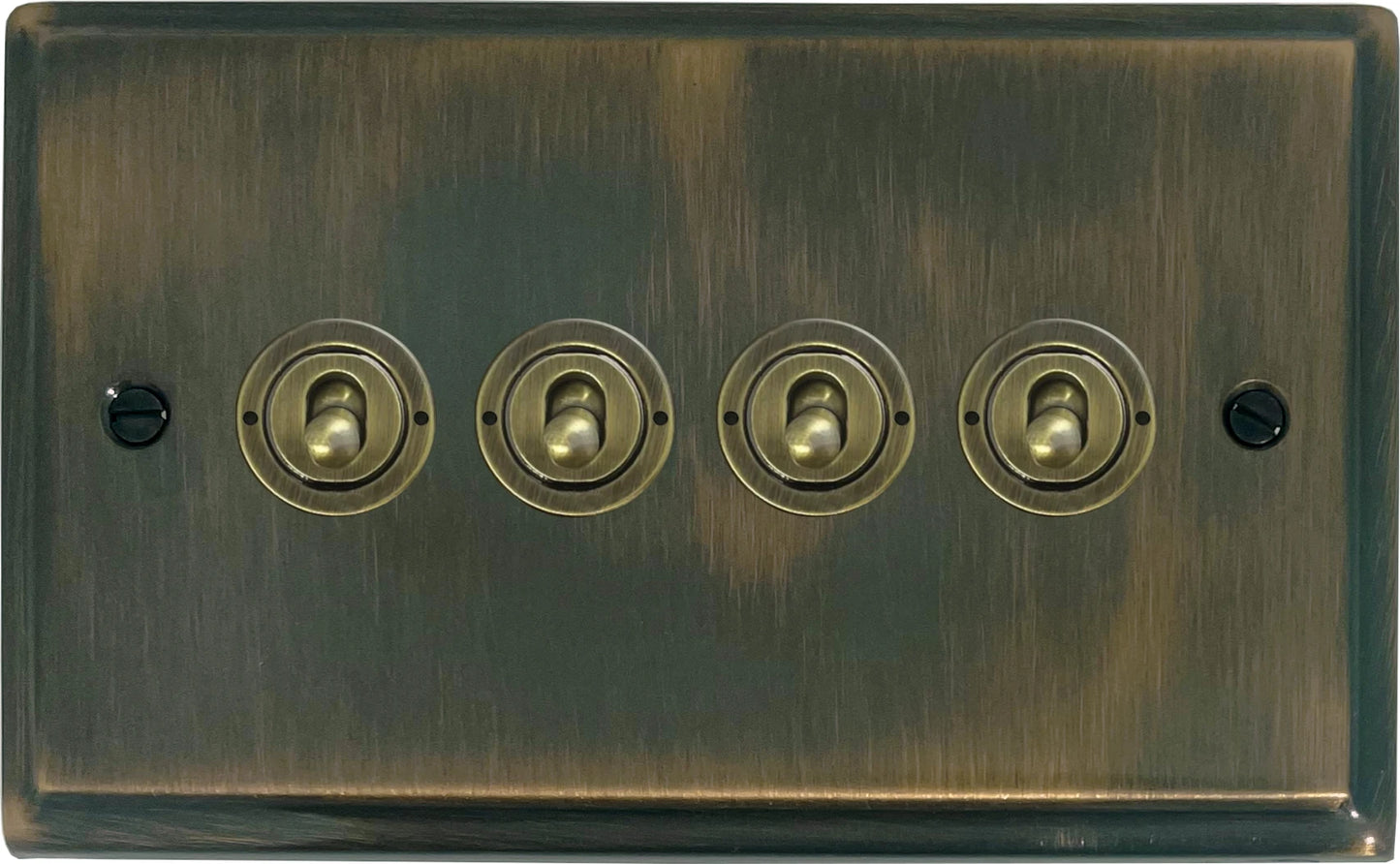 Deco Antique Brass Deco 4 Gang Toggle