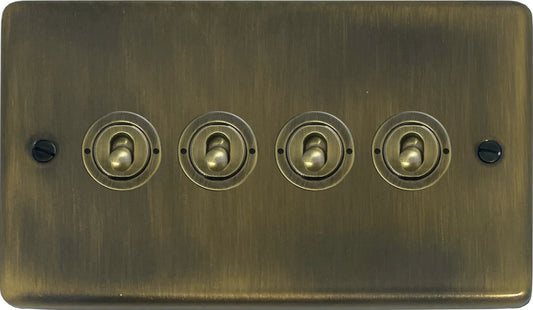 Contour Antique Brass 4 Gang Toggle Switch