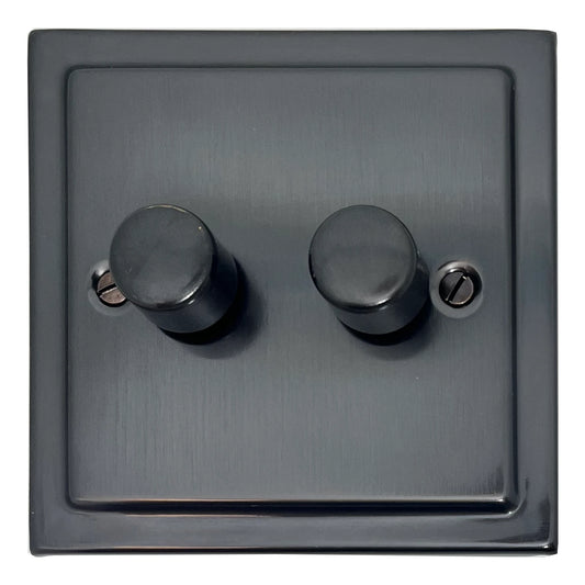 Victorian Black Bronze 2 Gang 120W LED Dimmer - Victorian Cast range electrical dimmer