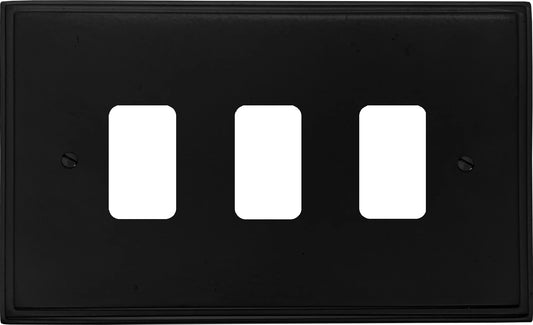 Victorian Flat Black 3 Gang Grid Plate