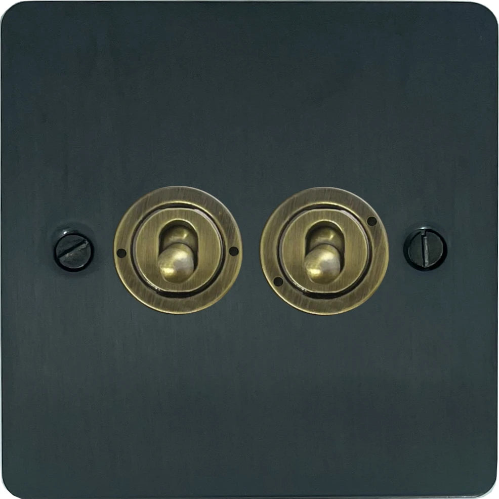 Flat Black Bronze 2 Gang 2 Way Toggle