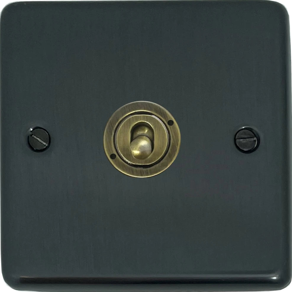 Contour Black Bronze 1 Gang Toggle Switch (Antique Brass Toggle)