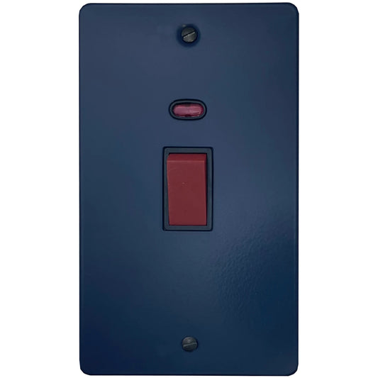 Flat Blue 45 Amp Vertical Cooker Switch (Black Switch)