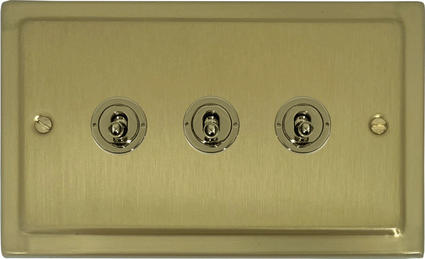 Victorian Satin Brass 3 Gang Toggle