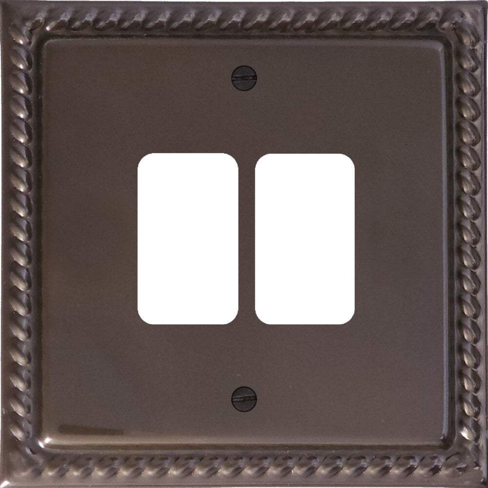 Georgian Medium Bronze 2 Gang Grid Plate