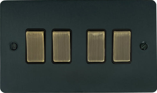 Flat Black Bronze 4 Gang 2 Way Switch