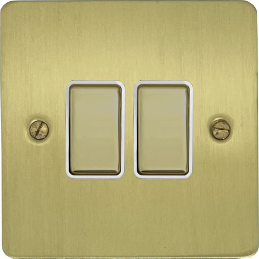 Flat Satin Brass 2 Gang Switch