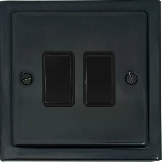 Victorian Black Bronze 2 Gang Switch