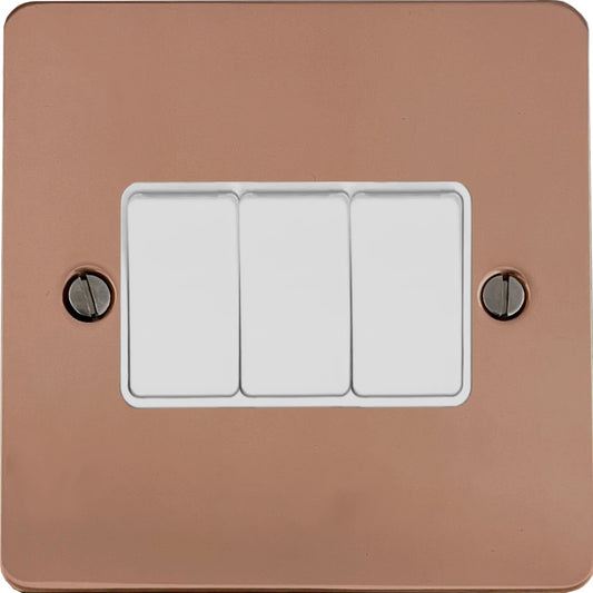 Flat Bright Copper 3 Gang 2 Way Switch