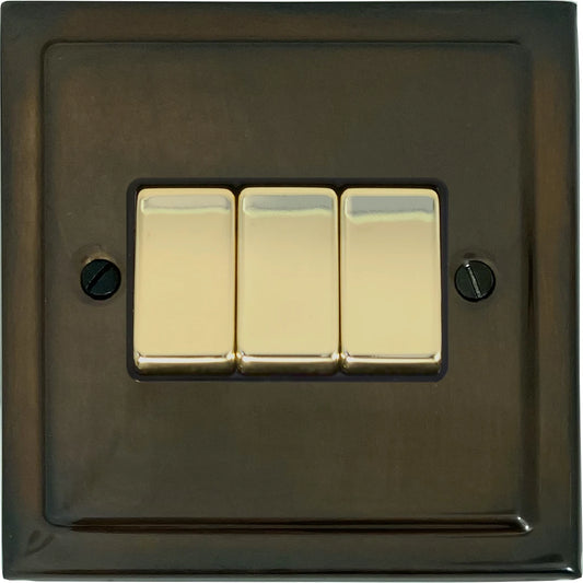 Victorian Medium Bronze 3 Gang Switch