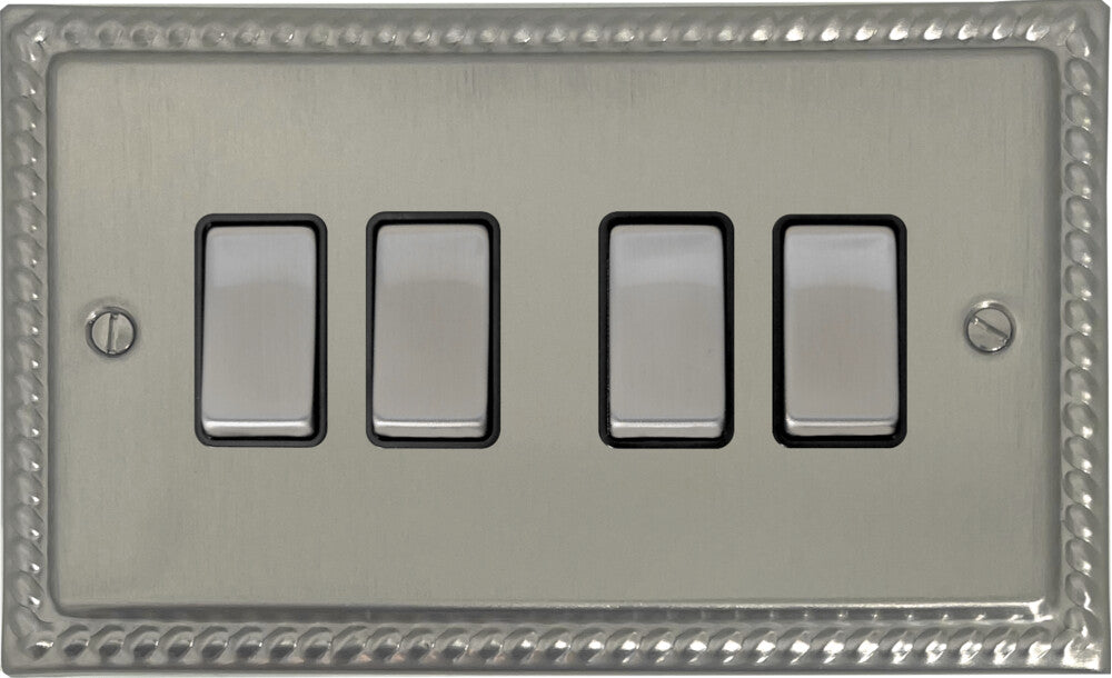Georgian Satin Nickel 4 Gang Switch