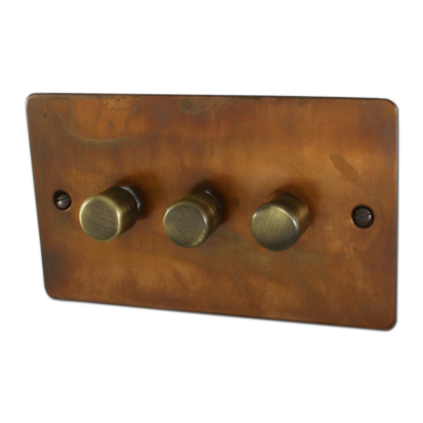 Flat Tarnished Copper 3 Gang Dimmer LED