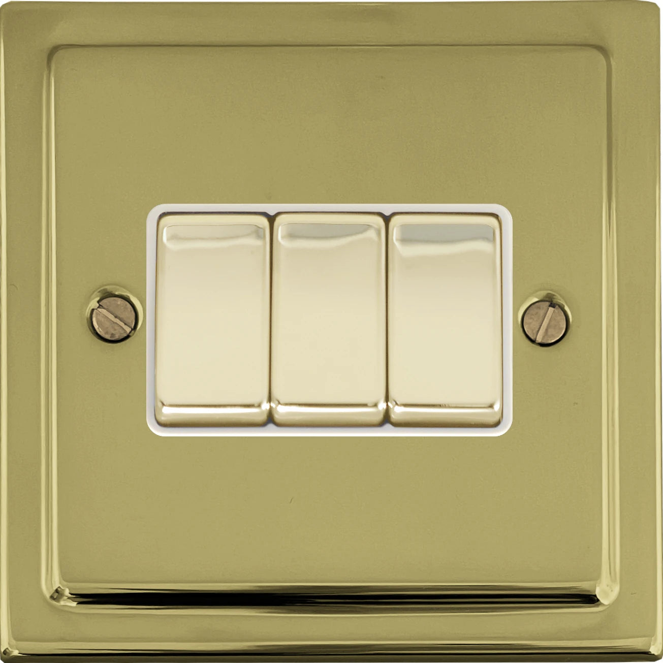Victorian Polished Brass 3 Gang 2 Way Switch