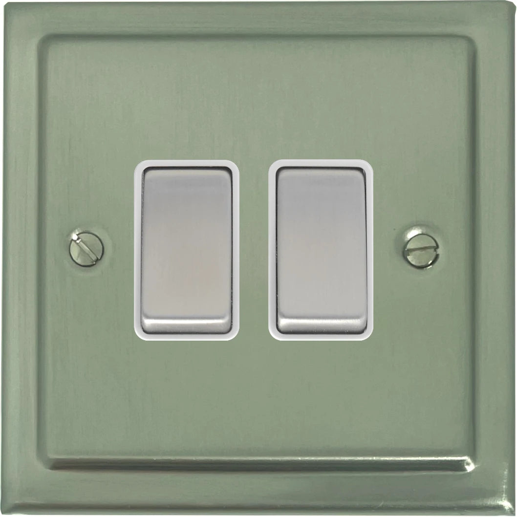Victorian Satin Nickel 2 Gang Switch