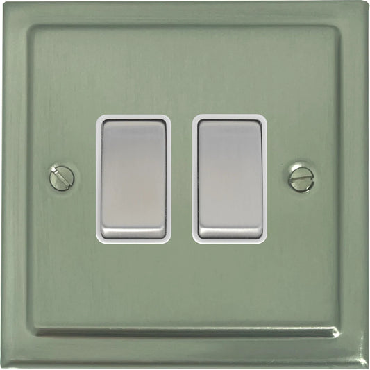 Victorian Satin Nickel 2 Gang Switch