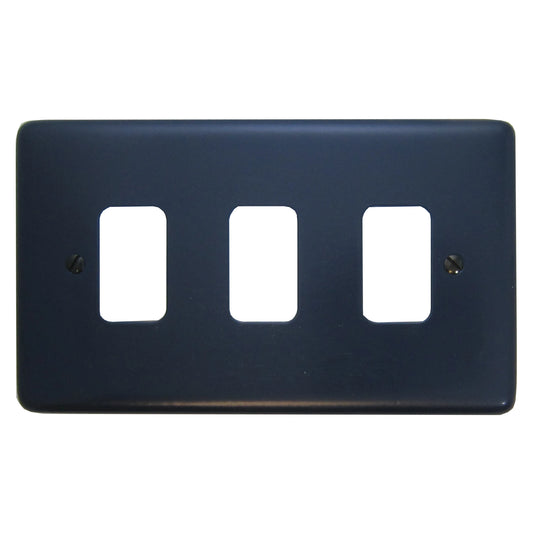 Contour Blue 3 Gang Grid Plate