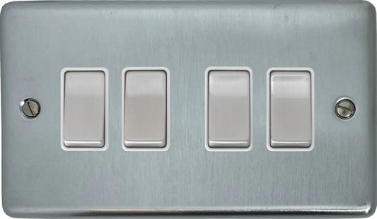 Contour Satin Chrome 4 Gang 2 Way Switch