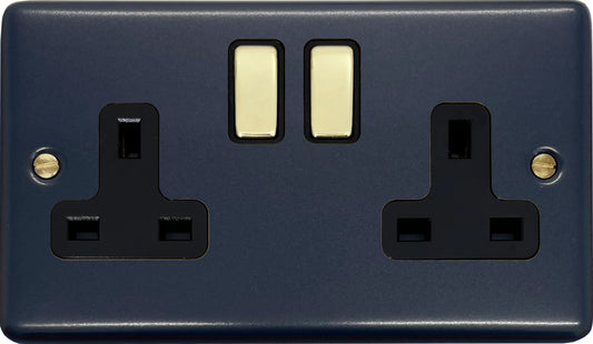 Contour  Blue  2 Gang Socket